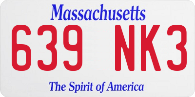 MA license plate 639NK3