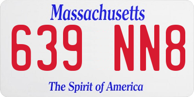 MA license plate 639NN8