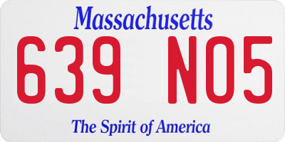 MA license plate 639NO5