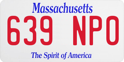 MA license plate 639NP0