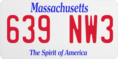MA license plate 639NW3