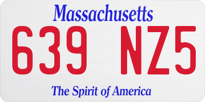 MA license plate 639NZ5
