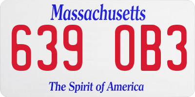 MA license plate 639OB3