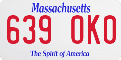 MA license plate 639OK0