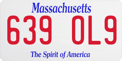 MA license plate 639OL9