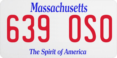 MA license plate 639OS0