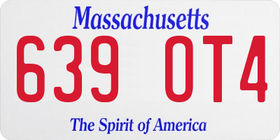MA license plate 639OT4