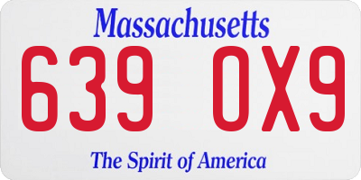 MA license plate 639OX9