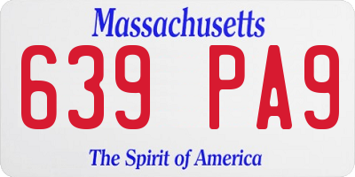 MA license plate 639PA9