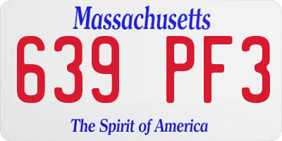 MA license plate 639PF3