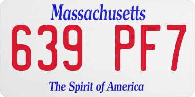 MA license plate 639PF7