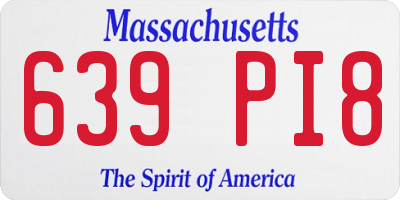 MA license plate 639PI8