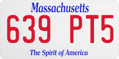 MA license plate 639PT5