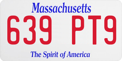 MA license plate 639PT9