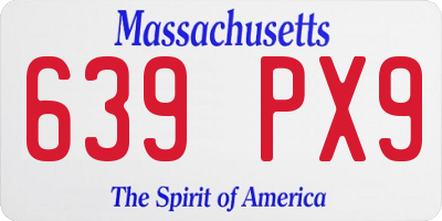 MA license plate 639PX9