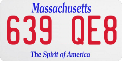 MA license plate 639QE8