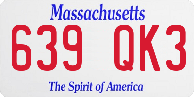 MA license plate 639QK3