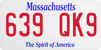 MA license plate 639QK9