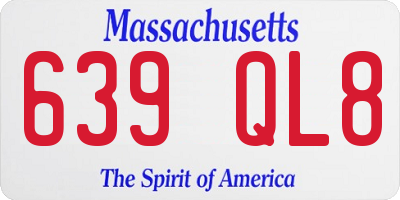 MA license plate 639QL8