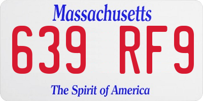 MA license plate 639RF9