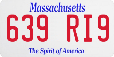 MA license plate 639RI9