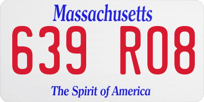 MA license plate 639RO8