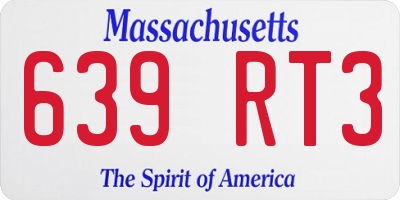 MA license plate 639RT3