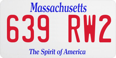 MA license plate 639RW2