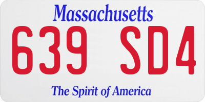 MA license plate 639SD4