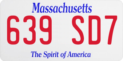 MA license plate 639SD7