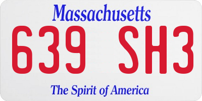 MA license plate 639SH3