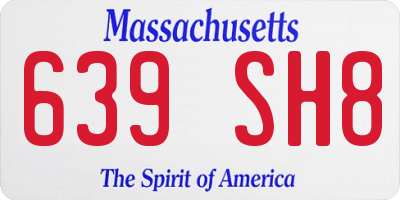 MA license plate 639SH8