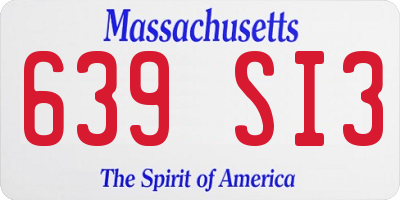 MA license plate 639SI3