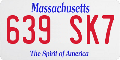 MA license plate 639SK7