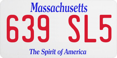 MA license plate 639SL5