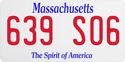 MA license plate 639SO6