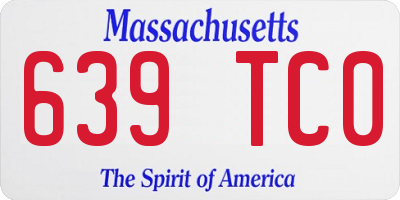 MA license plate 639TC0