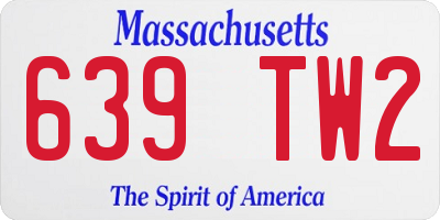 MA license plate 639TW2