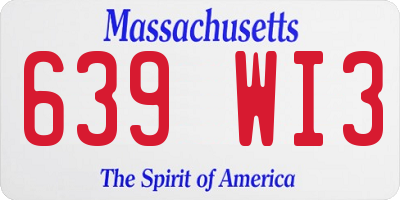 MA license plate 639WI3