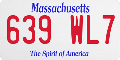 MA license plate 639WL7