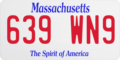 MA license plate 639WN9