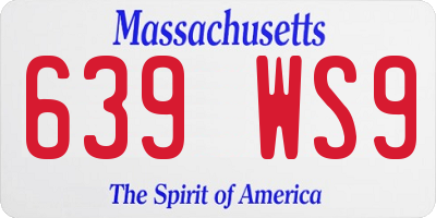 MA license plate 639WS9
