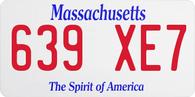 MA license plate 639XE7