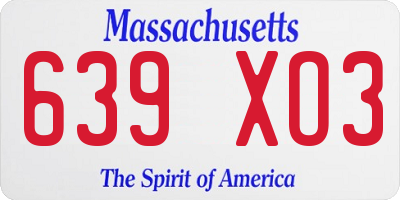 MA license plate 639XO3