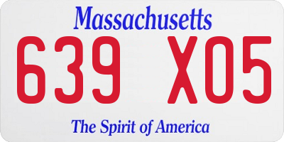 MA license plate 639XO5