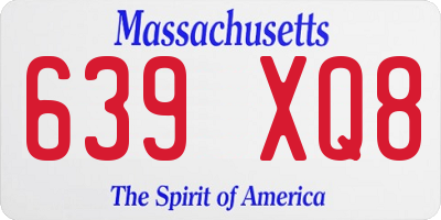 MA license plate 639XQ8