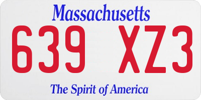 MA license plate 639XZ3