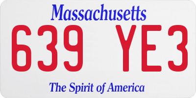 MA license plate 639YE3