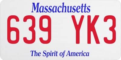MA license plate 639YK3