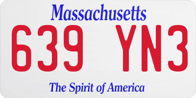 MA license plate 639YN3